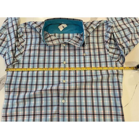 AVID Long Sleeve Button Up Shirt UV Protection Navy Coral Plaid NWT Men’s Sz M - Picture 4 of 7